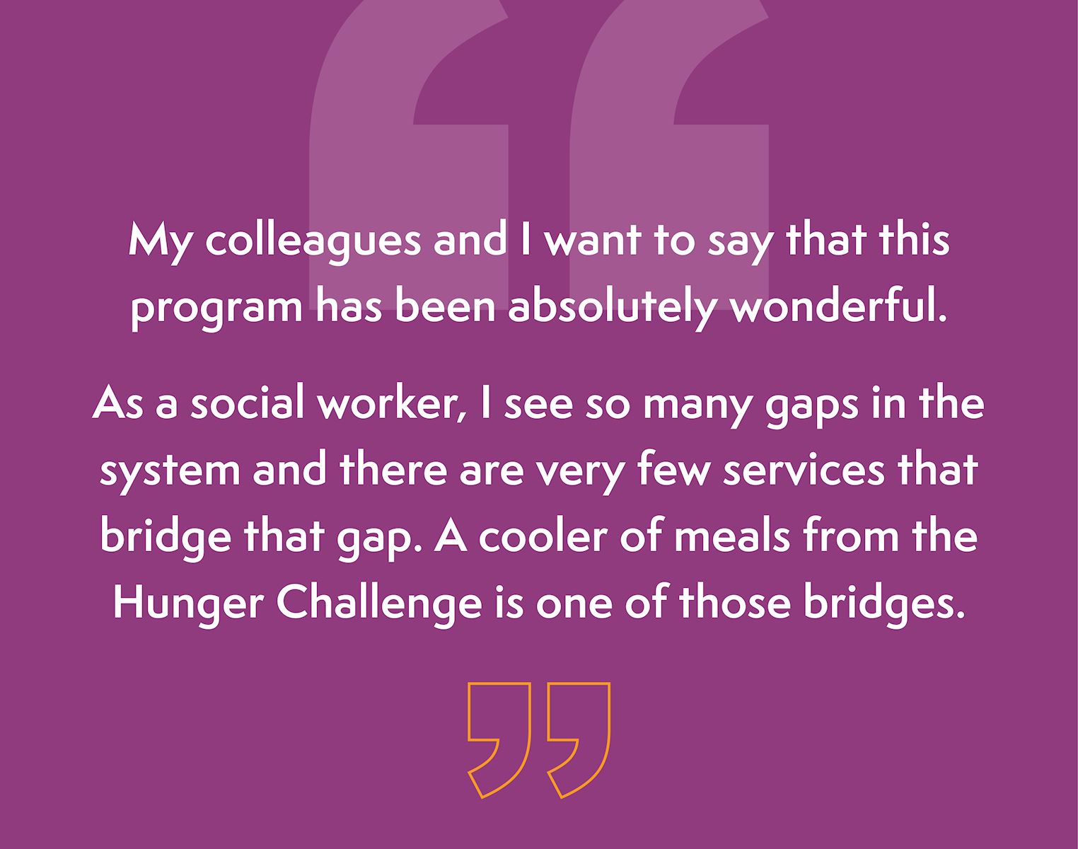 Quote from a social worker - My colleagues and I want to say that this program has been absolutely wonderful.