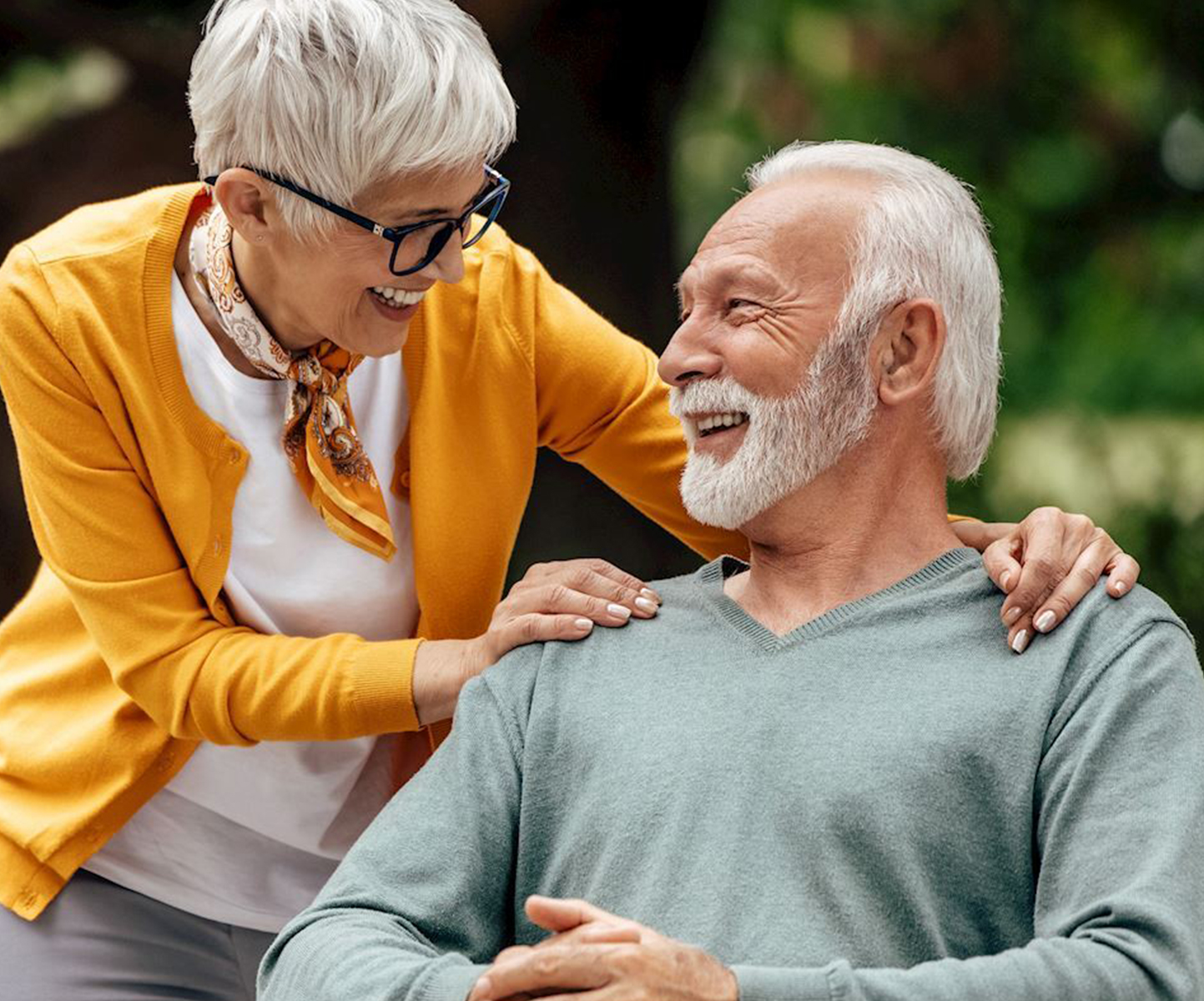 A couple sharing a laugh together